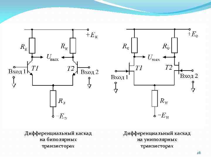 Схема дифференциального каскада является основой для построения