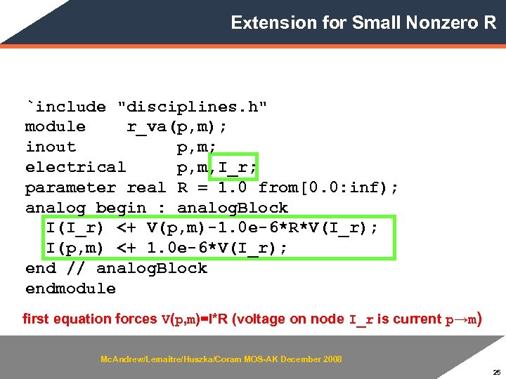 Extension for Small Nonzero R `include 