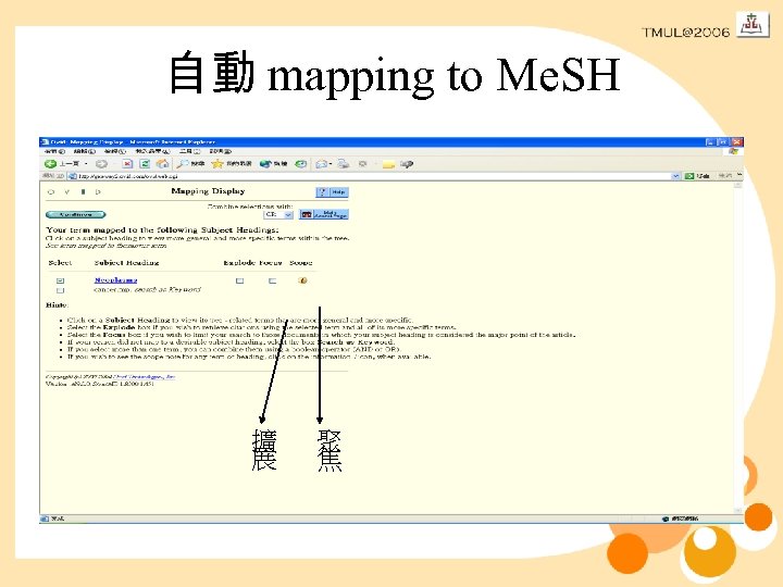 自動 mapping to Me. SH 擴 展 聚 焦 