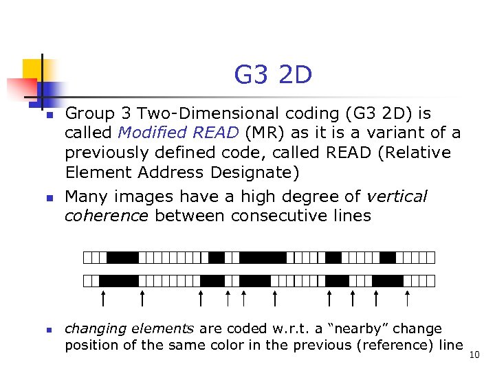 G 3 2 D n n n Group 3 Two-Dimensional coding (G 3 2