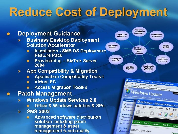 Reduce Cost of Deployment l Deployment Guidance Ø Business Desktop Deployment Solution Accelerator n