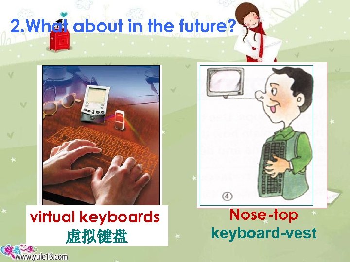 2. What about in the future? virtual keyboards 虚拟键盘 Nose-top keyboard-vest 