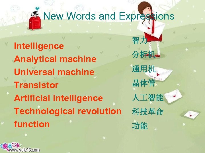 New Words and Expressions Intelligence Analytical machine Universal machine Transistor Artificial intelligence Technological revolution