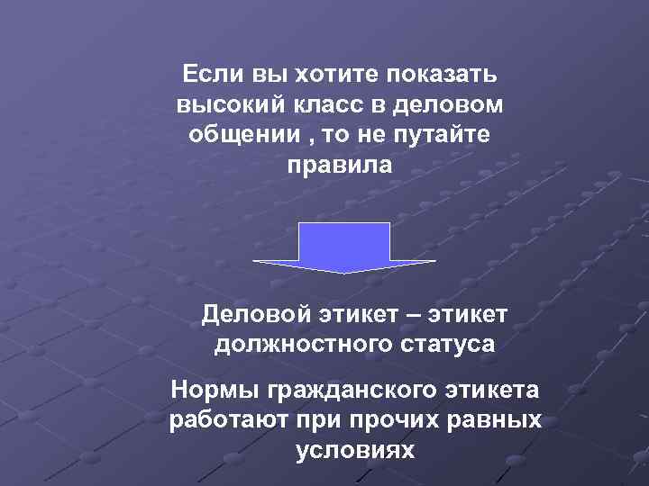 Если вы хотите показать высокий класс в деловом общении , то не путайте правила