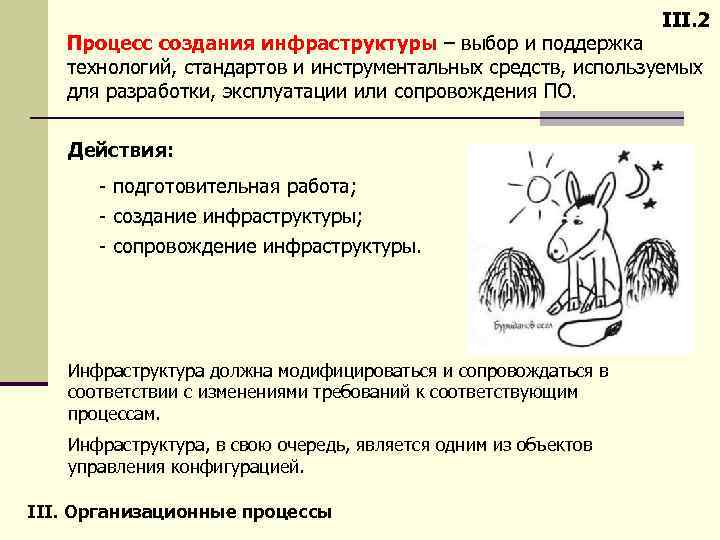 III. 2 Процесс создания инфраструктуры – выбор и поддержка технологий, стандартов и инструментальных средств,
