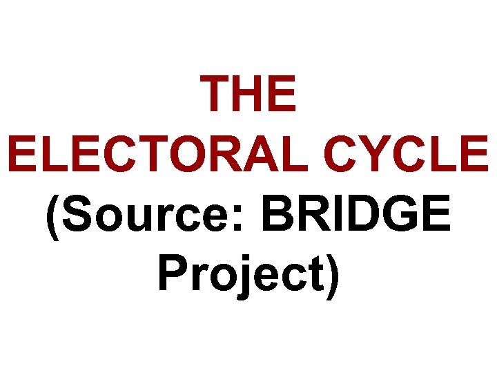 THE ELECTORAL CYCLE (Source: BRIDGE Project) 