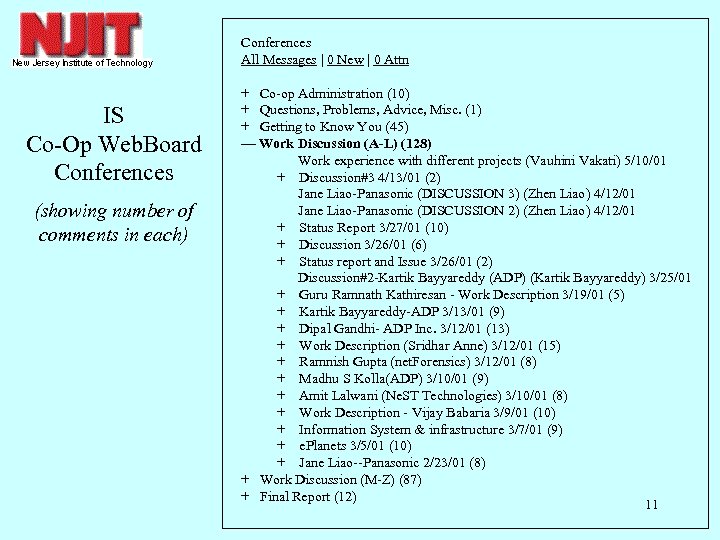 Conferences All Messages | 0 New | 0 Attn IS Co-Op Web. Board Conferences