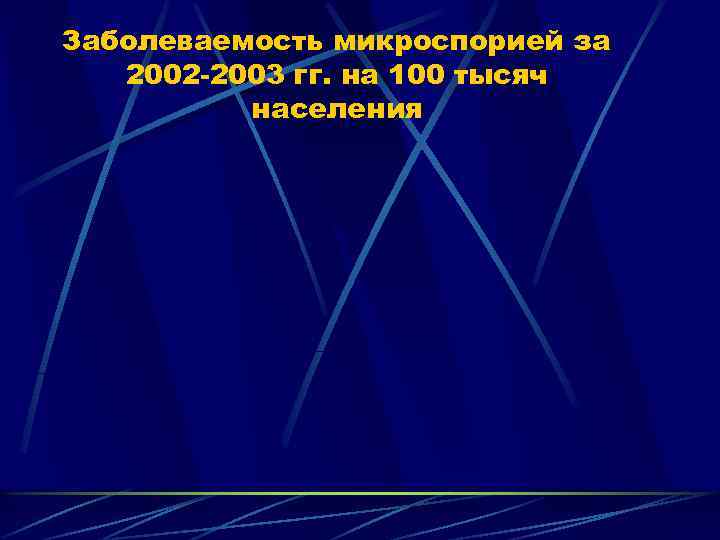 Заболеваемость микроспорией за 2002 -2003 гг. на 100 тысяч населения 