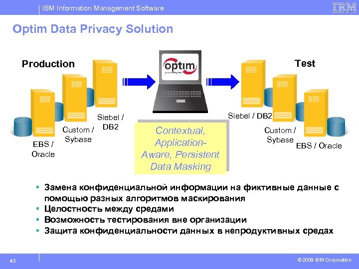 IBM Information Management Software Optim Data Privacy Solution Test Production EBS / Oracle Siebel