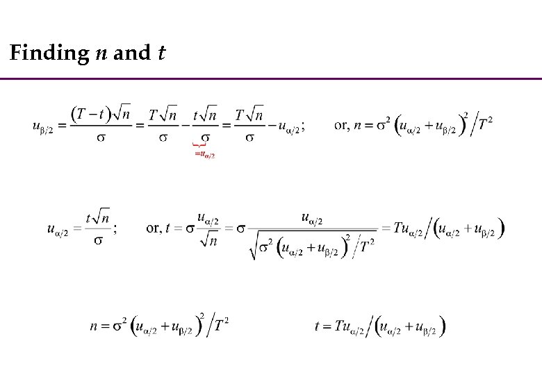 Finding n and t 