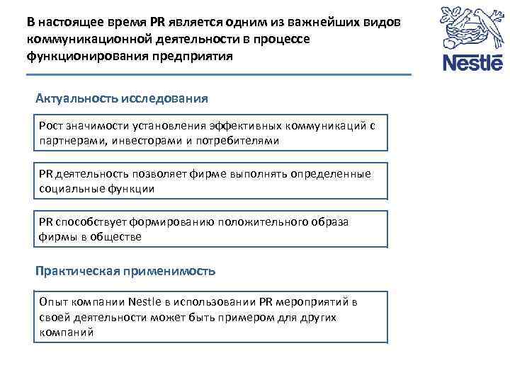 В настоящее время PR является одним из важнейших видов коммуникационной деятельности в процессе функционирования