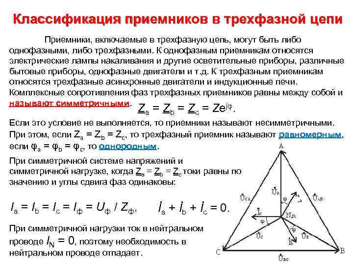 Классификация приемников в трехфазной цепи Приемники, включаемые в трехфазную цепь, могут быть либо однофазными,
