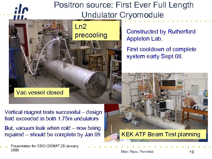 Positron source: First Ever Full Length Undulator Cryomodule Ln 2 precooling Constructed by Rutherford