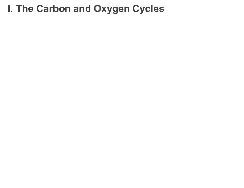 I. The Carbon and Oxygen Cycles 