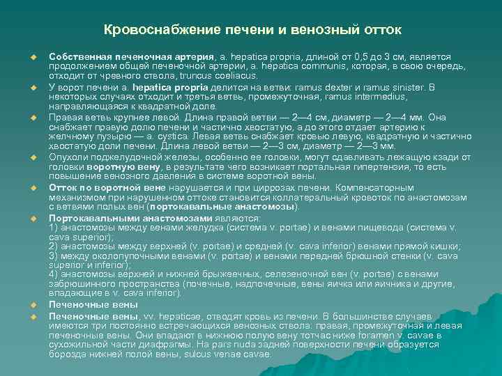 Кровоснабжение печени и венозный отток u u u u Собственная печеночная артерия, a. hepatica