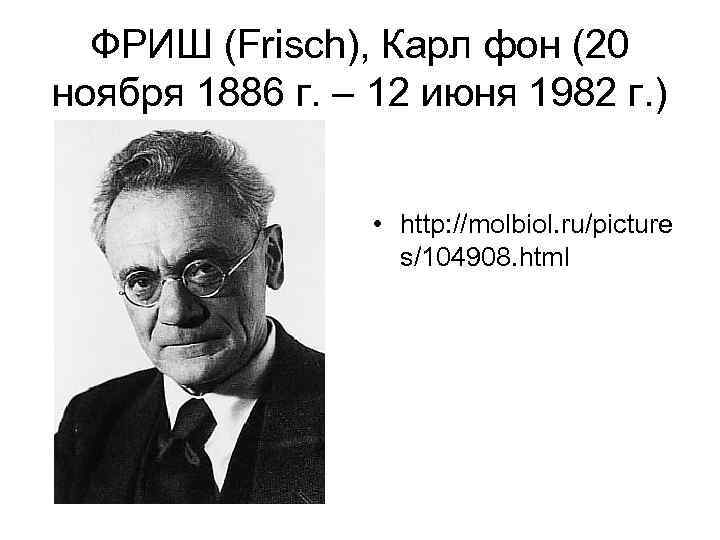 ФРИШ (Frisch), Карл фон (20 ноября 1886 г. – 12 июня 1982 г. )