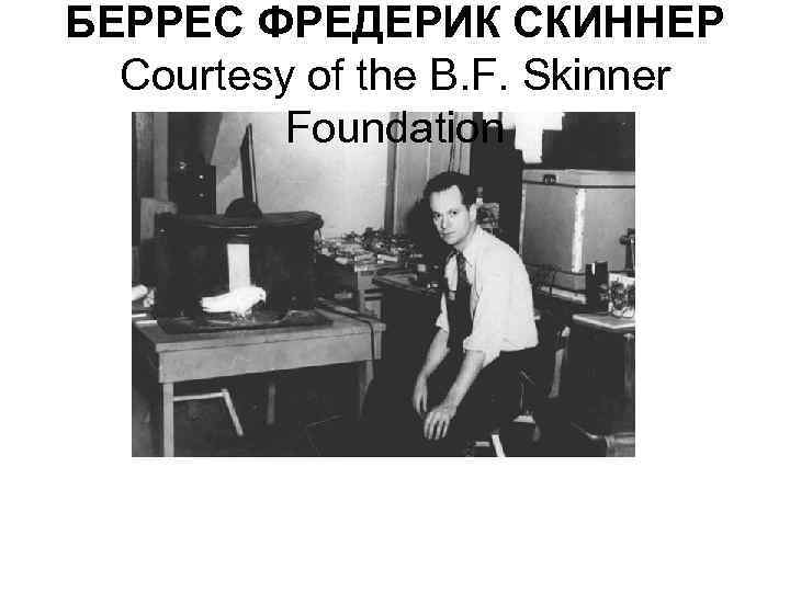 БЕРРЕС ФРЕДЕРИК СКИННЕР Courtesy of the B. F. Skinner Foundation 