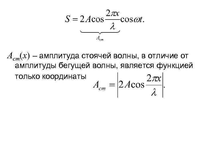 Картина стоячей волны амплитуд смещений