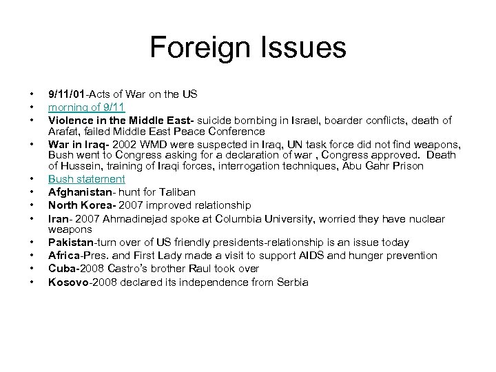 Foreign Issues • • • 9/11/01 -Acts of War on the US morning of