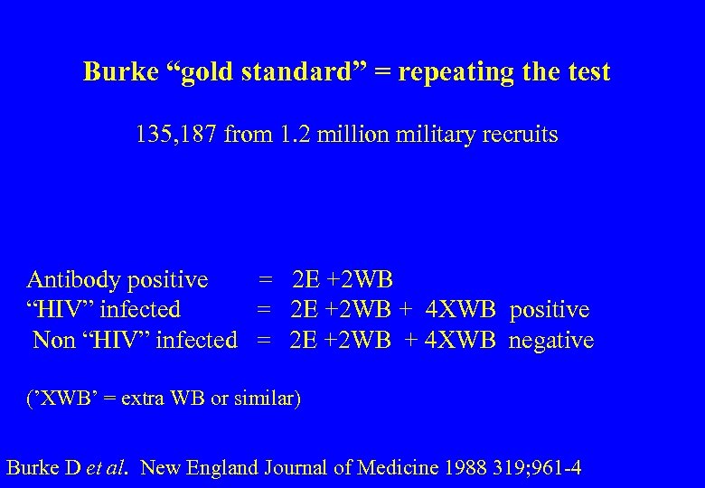 Burke “gold standard” = repeating the test 135, 187 from 1. 2 million military