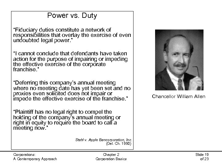 Power vs. Duty “Fiduciary duties constitute a network of responsibilities that overlay the exercise