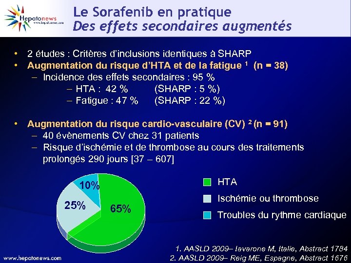 Le Sorafenib en pratique Des effets secondaires augmentés • 2 études : Critères d’inclusions