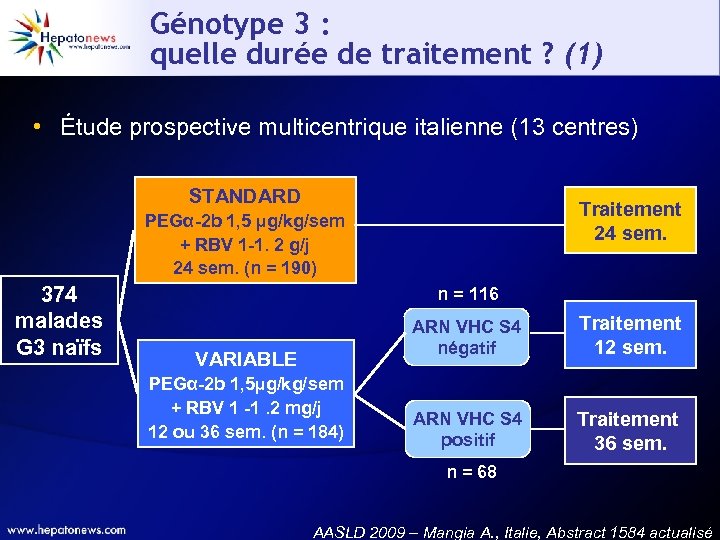 Génotype 3 : quelle durée de traitement ? (1) • Étude prospective multicentrique italienne