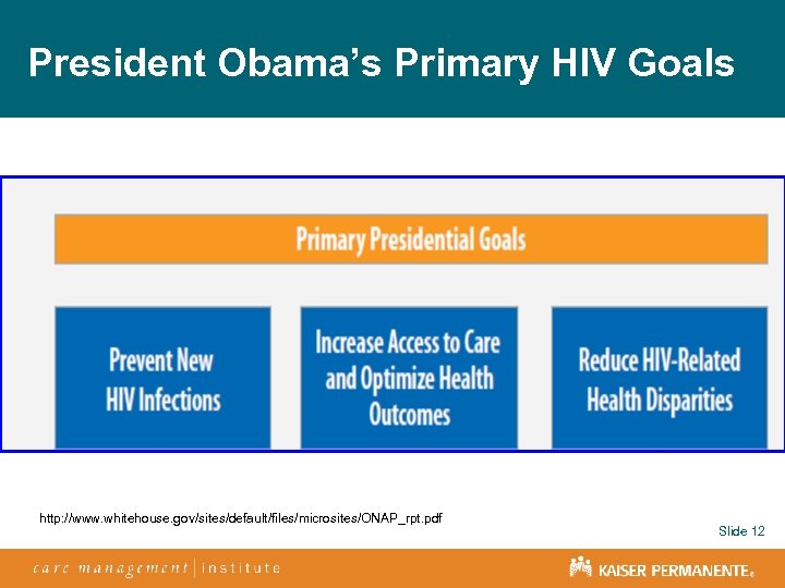 President Obama’s Primary HIV Goals http: //www. whitehouse. gov/sites/default/files/microsites/ONAP_rpt. pdf Slide 12 