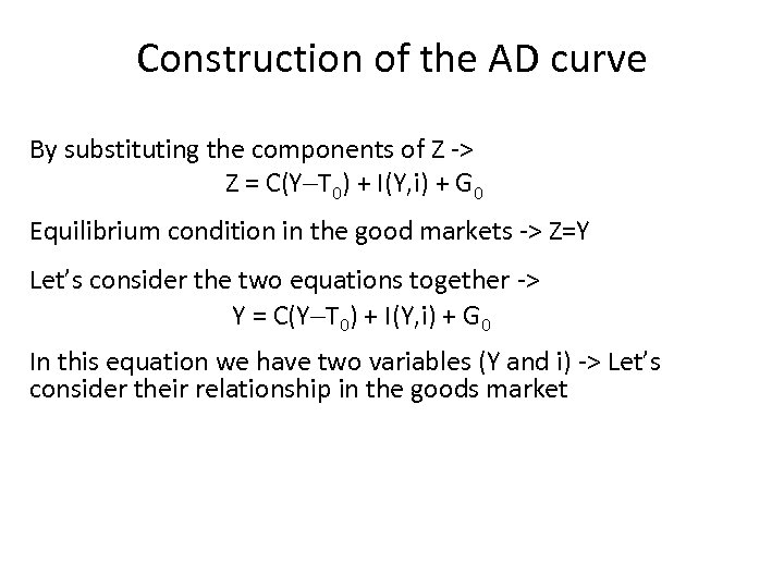 Construction of the AD curve By substituting the components of Z -> Z =