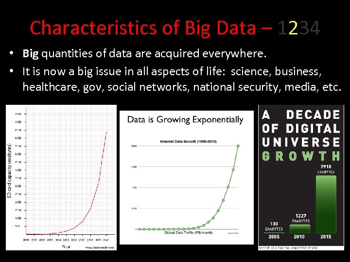 Characteristics of Big Data – 1234 • Big quantities of data are acquired everywhere.