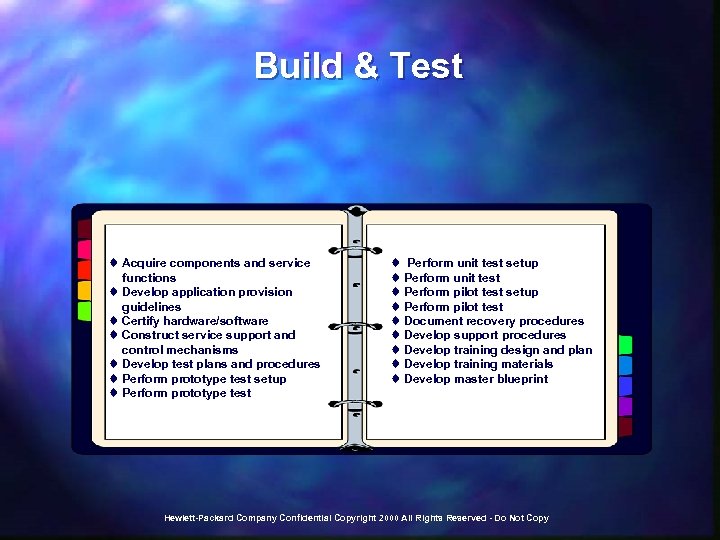 Build & Test t Acquire components and service functions t Develop application provision guidelines