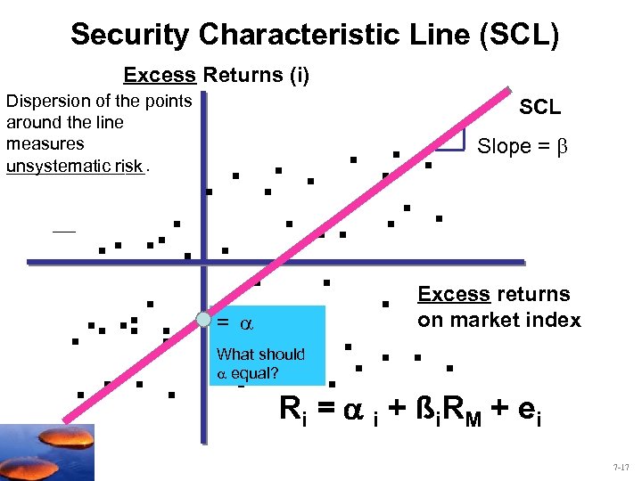 Security Characteristic Line (SCL) Excess Returns (i) Dispersion of the points around the line