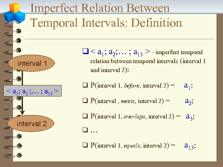 Imperfect Relation Between Temporal Intervals: Definition q < a 1; a 2; … ;