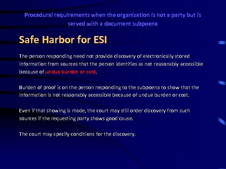 Procedural requirements when the organization is not a party but is served with a