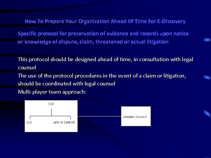 How To Prepare Your Organization Ahead Of Time For E-Discovery Specific protocol for preservation