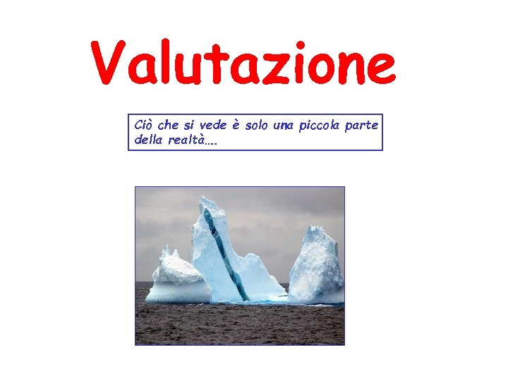 Valutazione Ciò che si vede è solo una piccola parte della realtà…. 