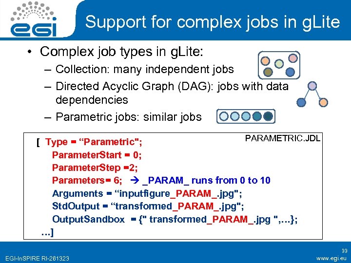 Support for complex jobs in g. Lite • Complex job types in g. Lite: