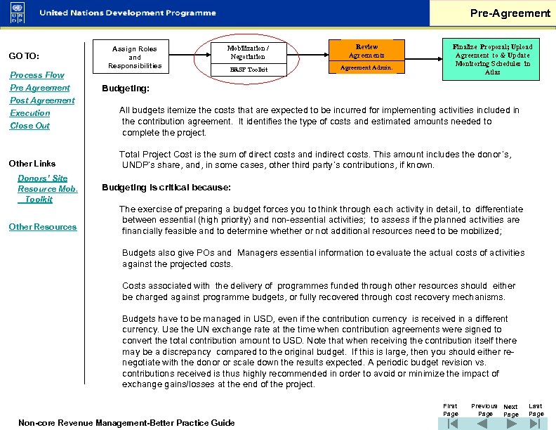 Pre-Agreement GO TO: Process Flow Pre Agreement Post Agreement Execution Close Out Other Links