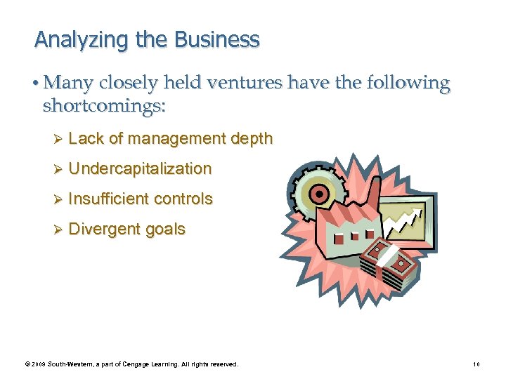Analyzing the Business • Many closely held ventures have the following shortcomings: Ø Lack