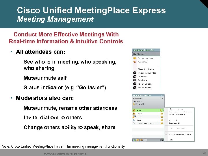 Cisco Unified Meeting. Place Express Meeting Management • Conduct More Effective Meetings With Real-time