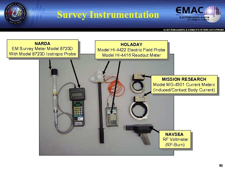 Survey Instrumentation ELECTROMAGNETIC & SENSOR SYSTEMS DEPARTMENT NARDA EM Survey Meter Model 8723 D