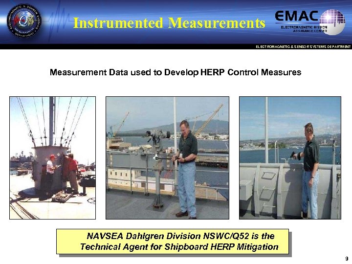 Instrumented Measurements ELECTROMAGNETIC & SENSOR SYSTEMS DEPARTMENT Measurement Data used to Develop HERP Control