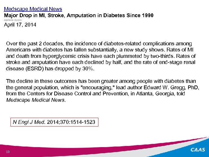  Medscape Medical News Major Drop in MI, Stroke, Amputation in Diabetes Since 1990