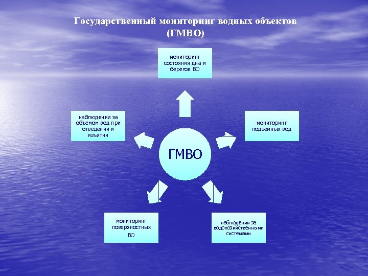 Государственный мониторинг водных объектов (ГМВО) мониторинг состояния дна и берегов ВО наблюдения за объемом