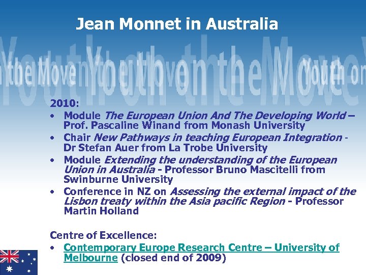Jean Monnet in Australia 2010: • Module The European Union And The Developing World