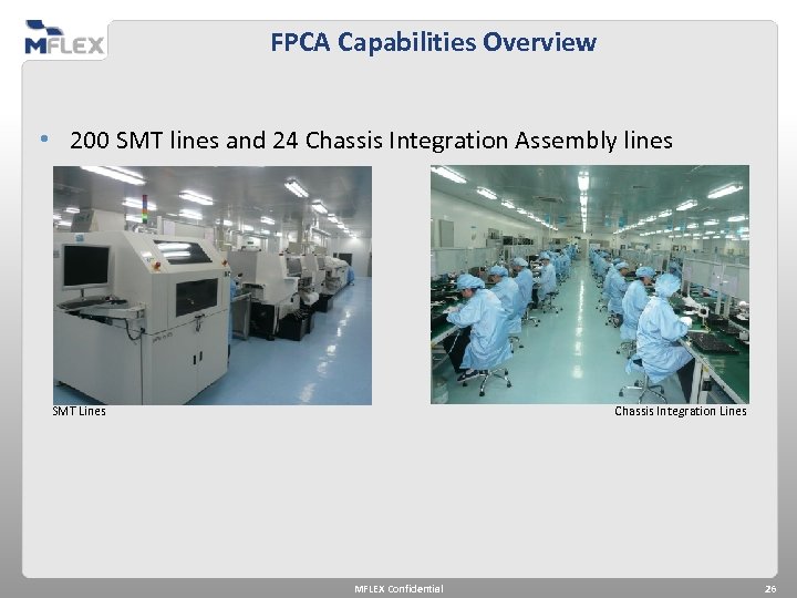 FPCA Capabilities Overview • 200 SMT lines and 24 Chassis Integration Assembly lines SMT