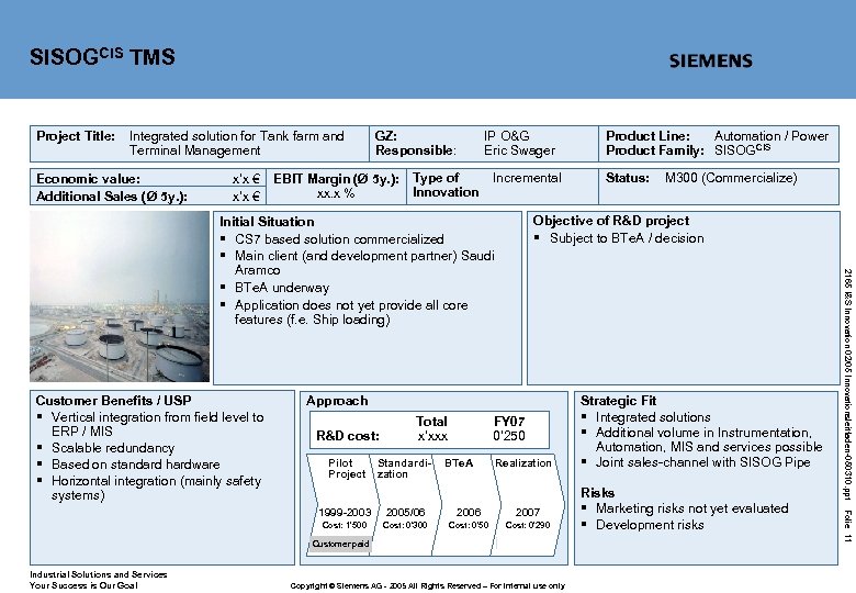 SISOGCIS TMS Project Title: Integrated solution for Tank farm and Terminal Management Economic value: