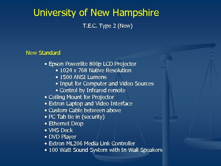 University of New Hampshire T. E. C. Type 2 (New) New Standard • Epson