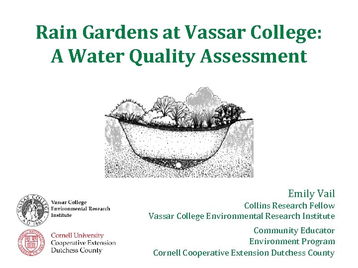 Rain Gardens at Vassar College: A Water Quality Assessment Emily Vail Collins Research Fellow