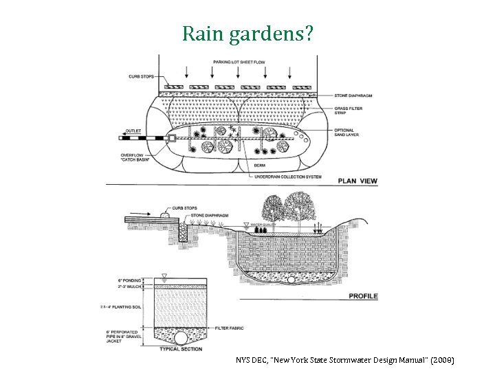 Rain gardens? NYS DEC, “New York State Stormwater Design Manual” (2008) 
